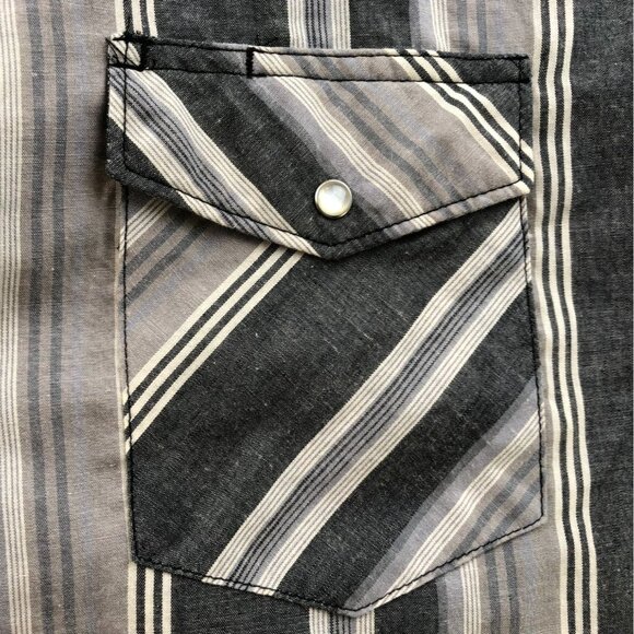 Vintage Rustler Mens Shirt Large Striped Western Casual Short Sleeve Button Up - Picture 7 of 9